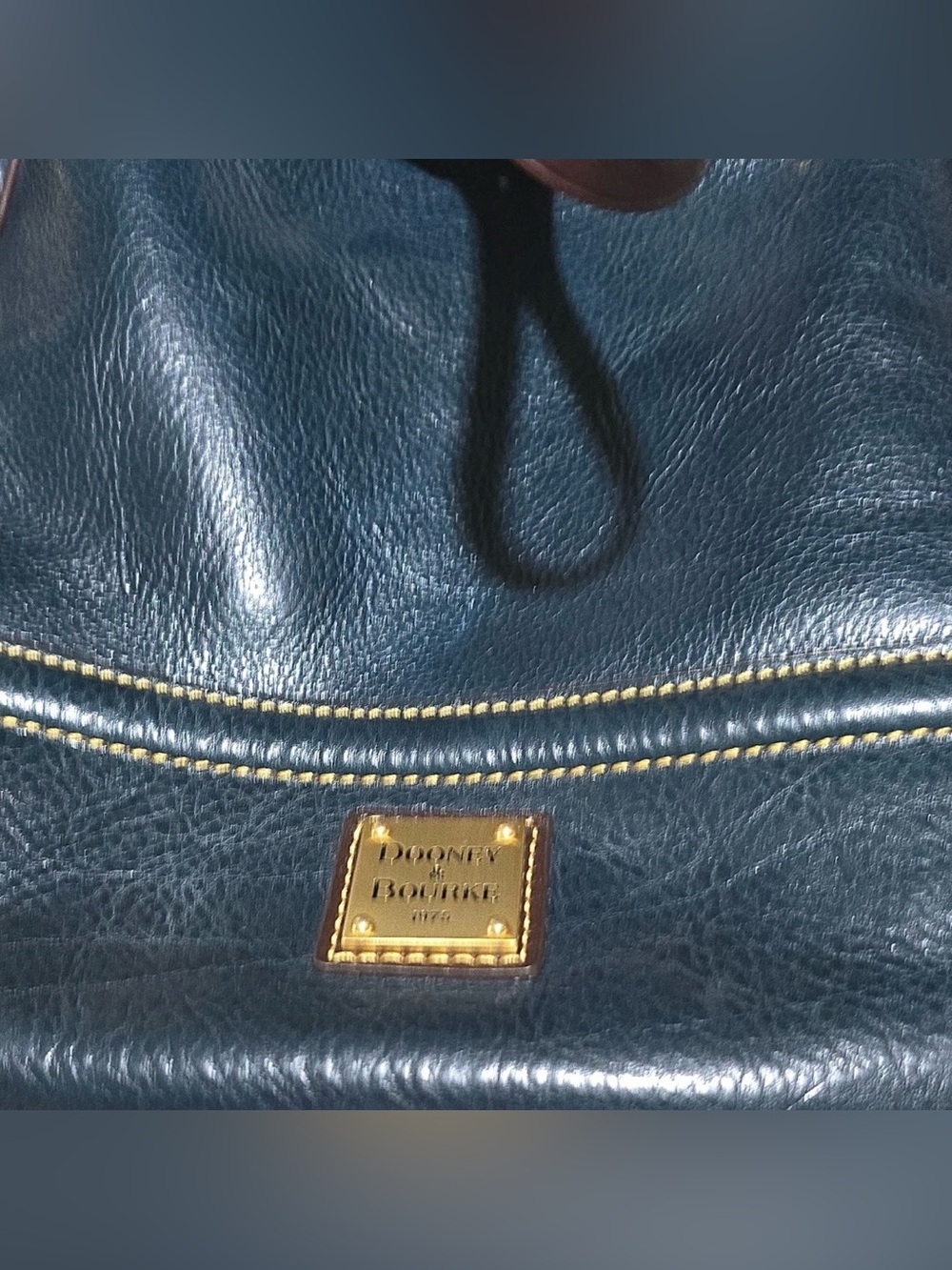 Dooney & Bourke Deep Teal Drawstring Satchel Gold Hardware Tassel Accent EUC - Picture 7 of 9